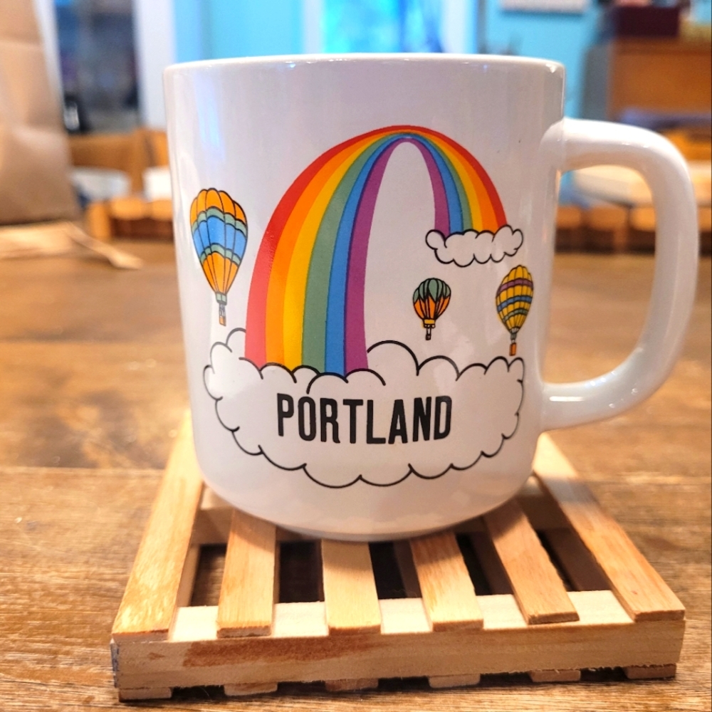 Rainbow Portland coffee mug
